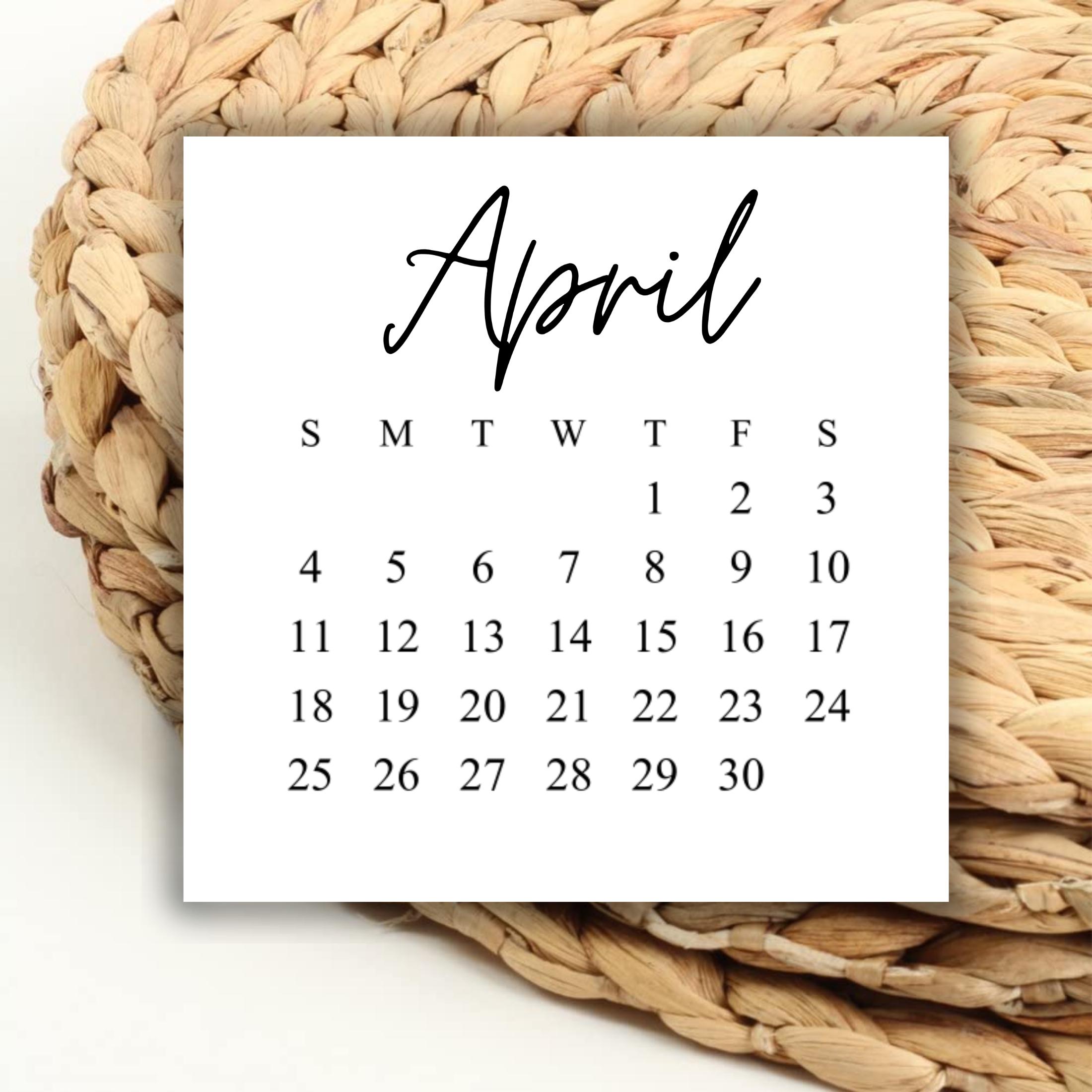 DIGITAL 2027 April Square Calendar Printable Digital Download for Wedding  Save the Dates and Wedding DIY 2027 Print Out Calendar Weekdays - Etsy
