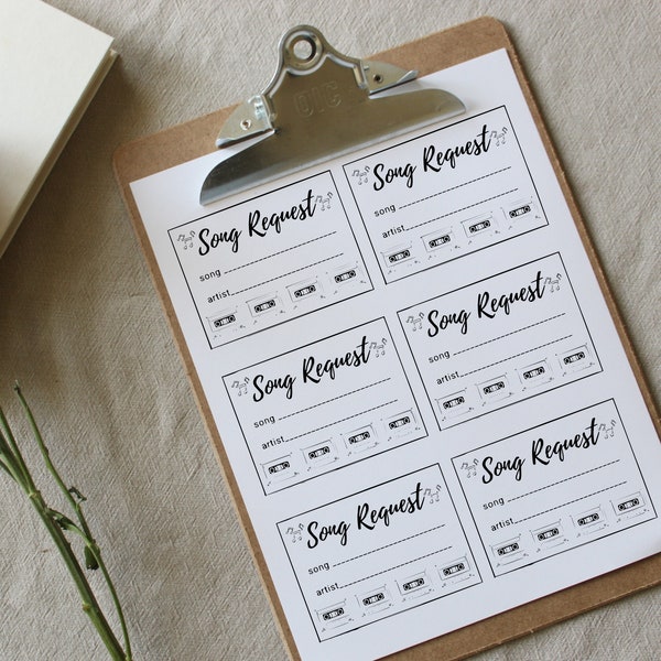 DIGITAL Printable Song Request Forms Tags for Wedding Reception Pick a Song Dance Songs for Wedding Song Request Artist Album Concert Music