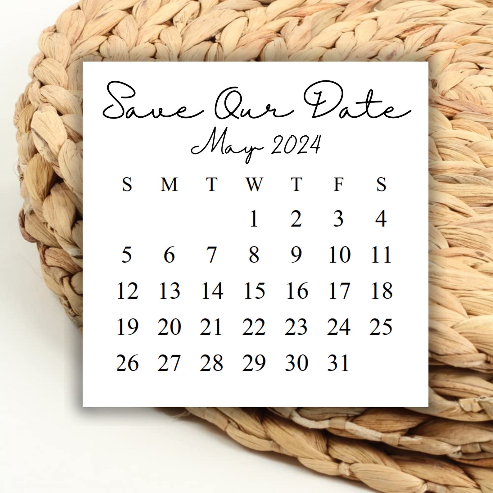 DIGITAL 2024 May Square Calendar Printable Digital Download Etsy
