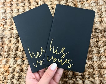 Black and Gold Paper Vow Books for Wedding Ceremony Set of Two | Wedding Day His and Her Vow Booklets Wedding Mementos Wedding Vow Book Set