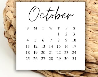 Calendario cuadrado DIGITAL de octubre de 2026, descarga digital imprimible para bodas, guardar la fecha y hacer bricolaje para bodas, calendario imprimible de 2026, días de la semana