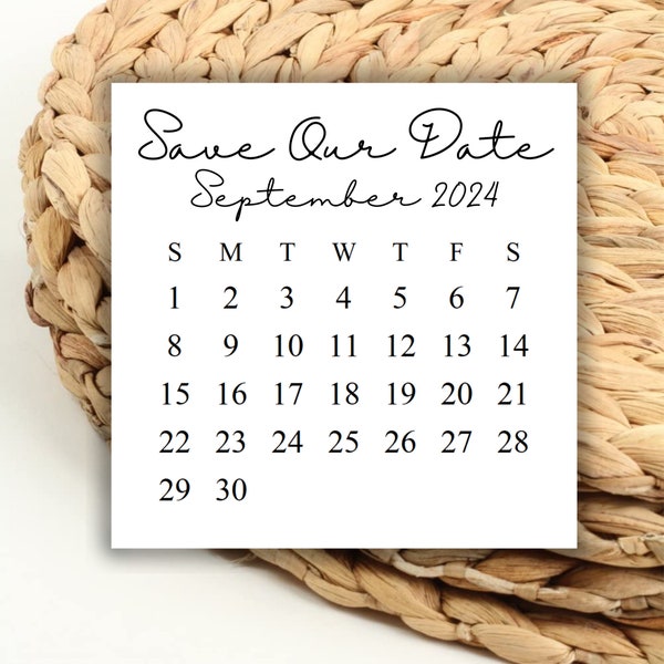 DIGITAL 2024 September Square Calendar Printable Digital Download for Wedding Save the Dates and Wedding DIY 2024 Print out Calendar Weekday