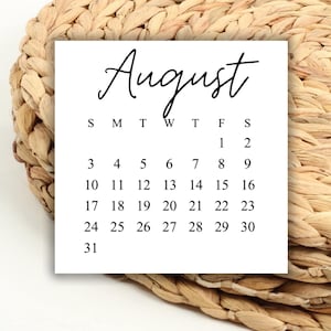 DIGITAL 2025 August Square Calendar Printable Digital Download for Wedding Save the Dates and Wedding DIY 2025 Print out Calendar Weekdays