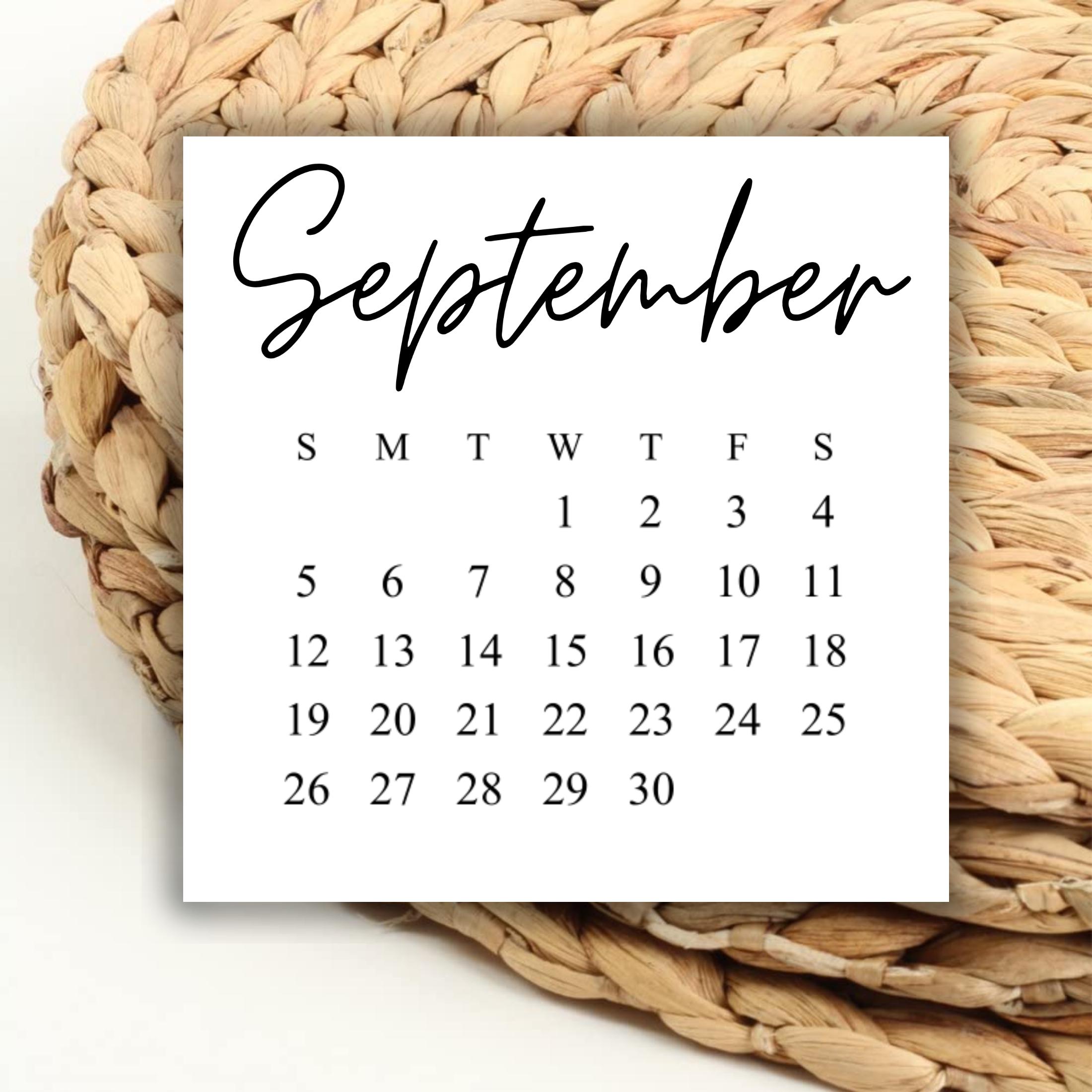 DIGITAL 2027 September Square Calendar Printable Digital Download for  Wedding Save the Dates and Wedding DIY 2027 Print Out Calendar Weekday -  Etsy Israel