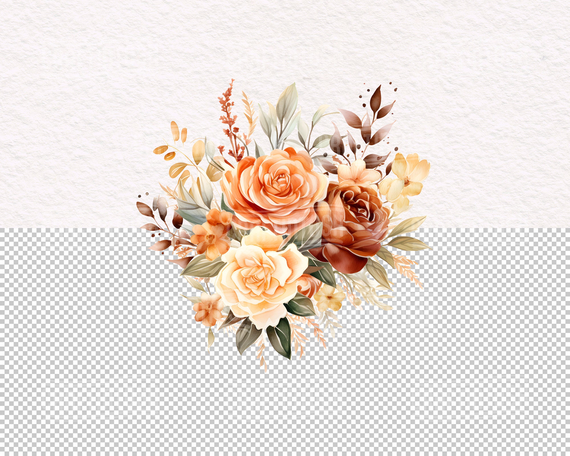 Autumn Watercolor Bouquet Clipart - Floral Arrangement Fall Clipart ...