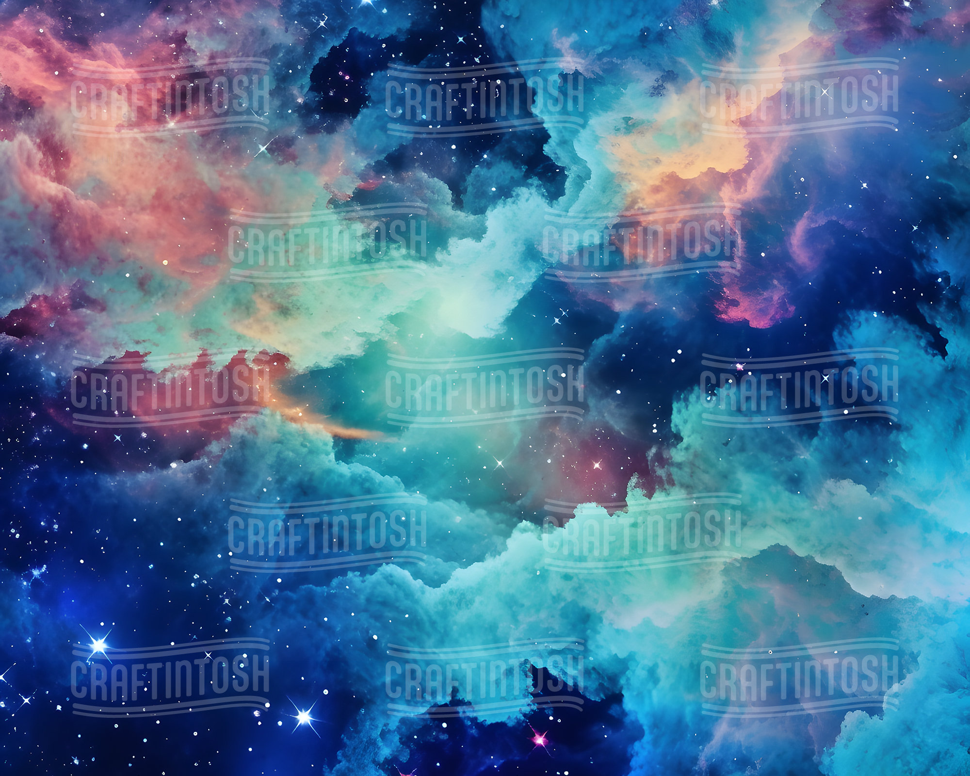 Painted Galaxy Digital Paper, Seamless Watercolor Starry Night ...