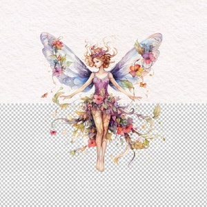 Watercolor Whimsical Fairy Clipart Garden Flower Fairy Enchanted Forest ...