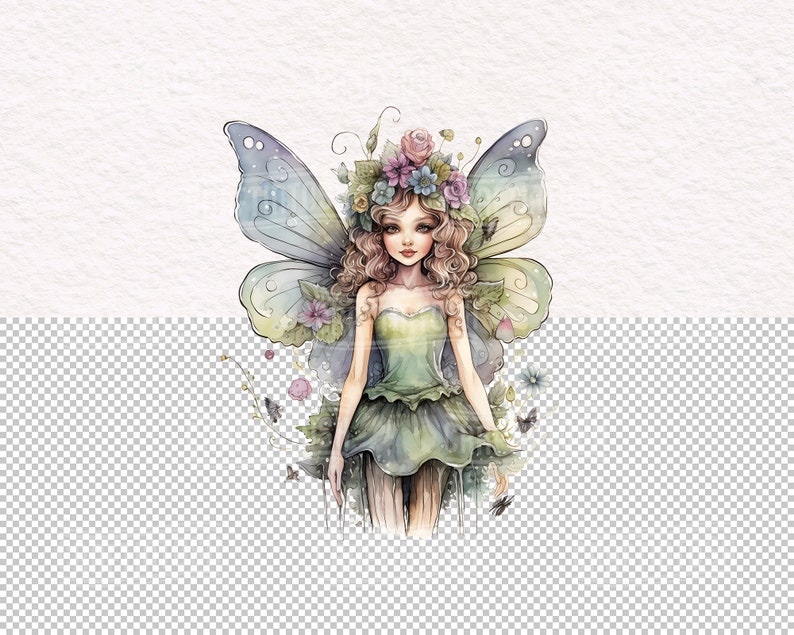 Watercolor Whimsical Fairy Clipart Garden Flower Fairy Enchanted Forest ...