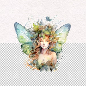 Watercolor Whimsical Fairy Clipart Garden Flower Fairy Enchanted Forest ...