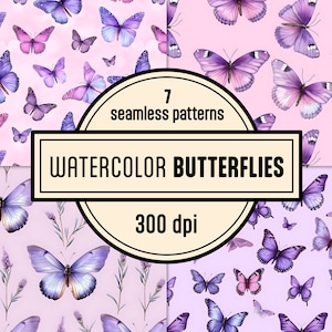 Motivi senza soluzione di continuità con farfalle rosa viola - download immediato di grafica digitale, uso commerciale, carta per scrapbooking stampabile, farfalla lavanda