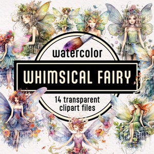 Watercolor Whimsical Fairy Clipart Garden Flower Fairy Enchanted Forest ...