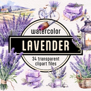 Aquarell Lavendel Clipart - Transparent Scrapbooking Kraut Clip Art PNG Aromatherapie Lavendel Blume Seife Sofortiger Download Kommerzielle Nutzung