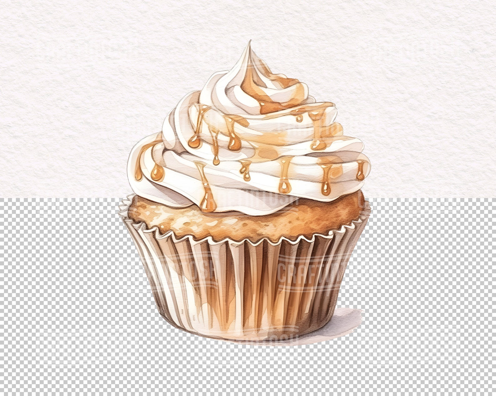 Watercolor Cupcake PNG Clip Art, Baking Clipart, Dessert Clipart, Food ...