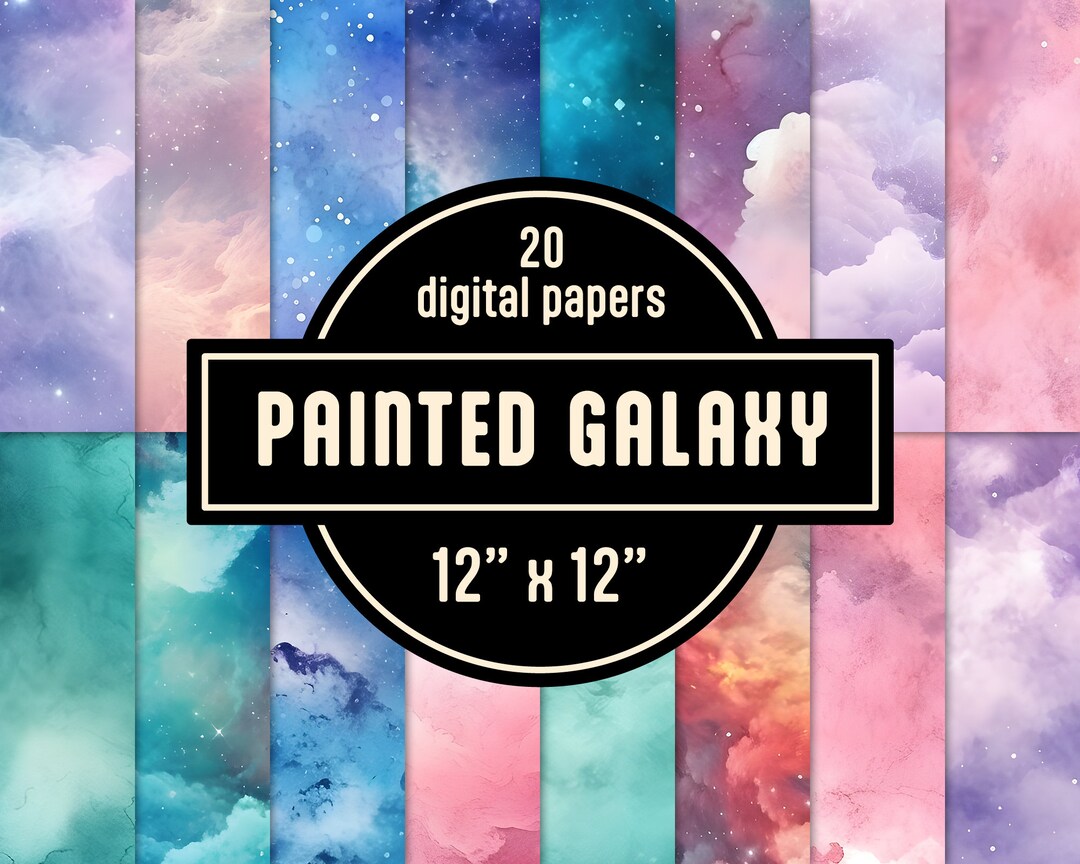Painted Galaxy Digital Paper, Seamless Watercolor Starry Night ...