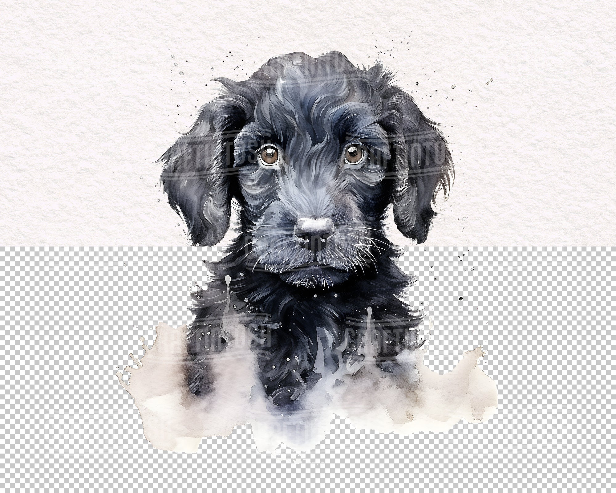 Watercolor Black Labradoodle Dog PNG Clipart - Cute Puppies Pet ...