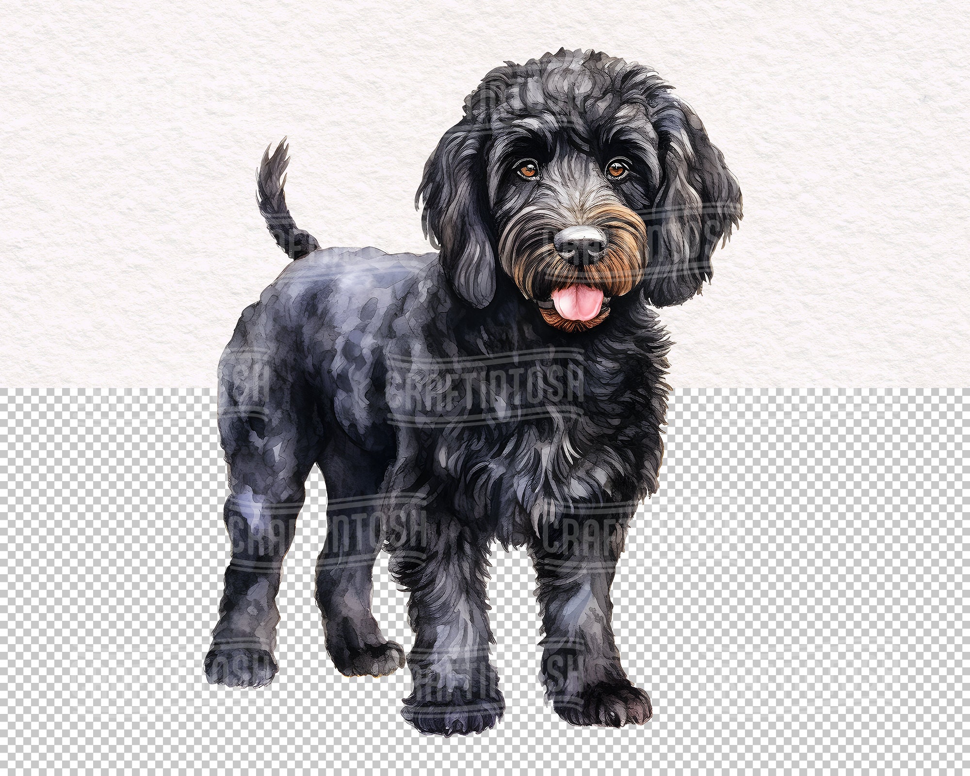 Watercolor Black Labradoodle Dog PNG Clipart - Cute Puppies Pet ...