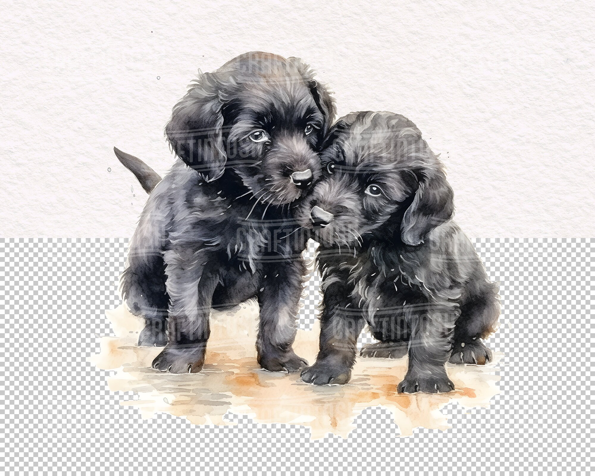 Watercolor Black Labradoodle Dog PNG Clipart - Cute Puppies Pet ...