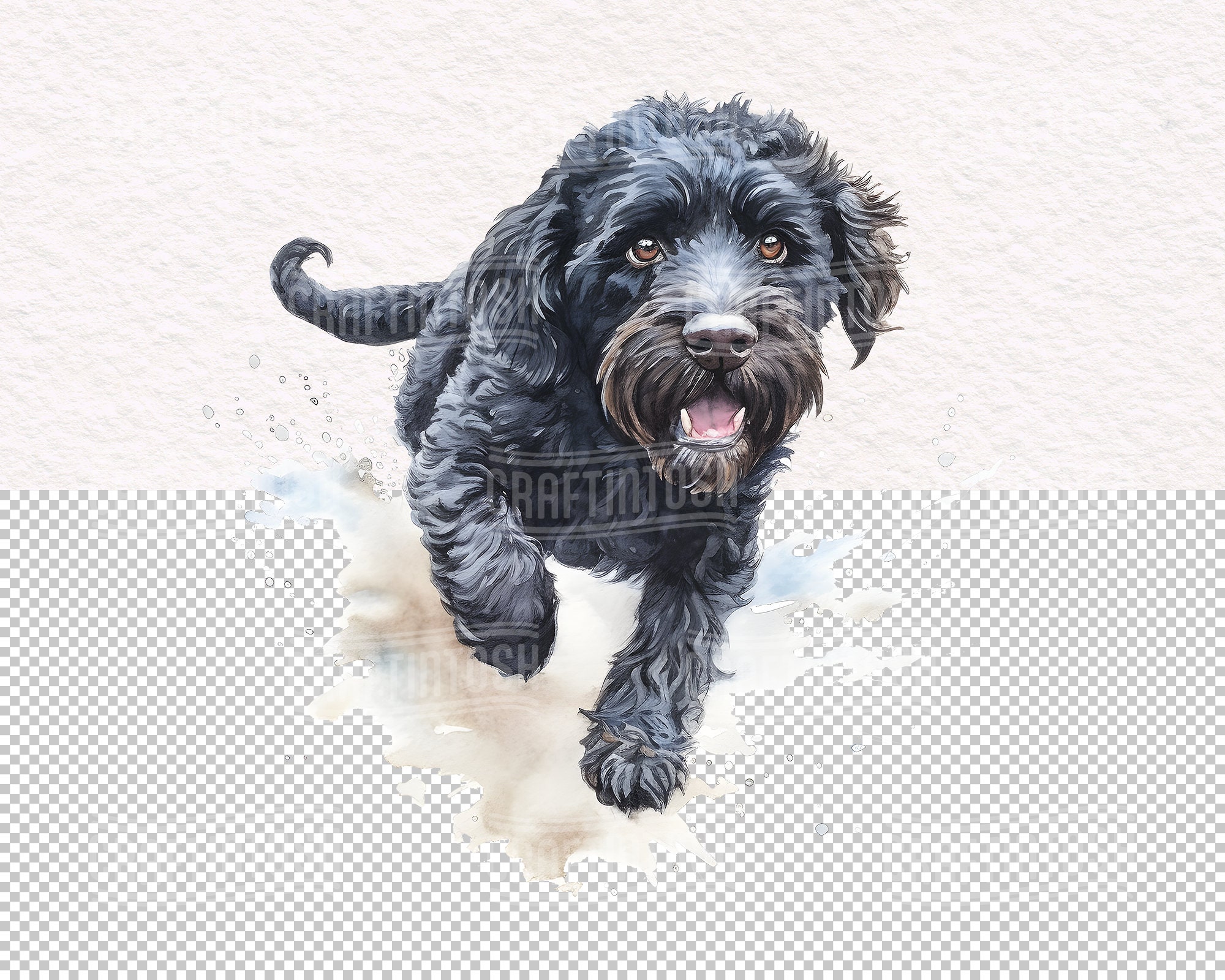 Watercolor Black Labradoodle Dog PNG Clipart - Cute Puppies Pet ...