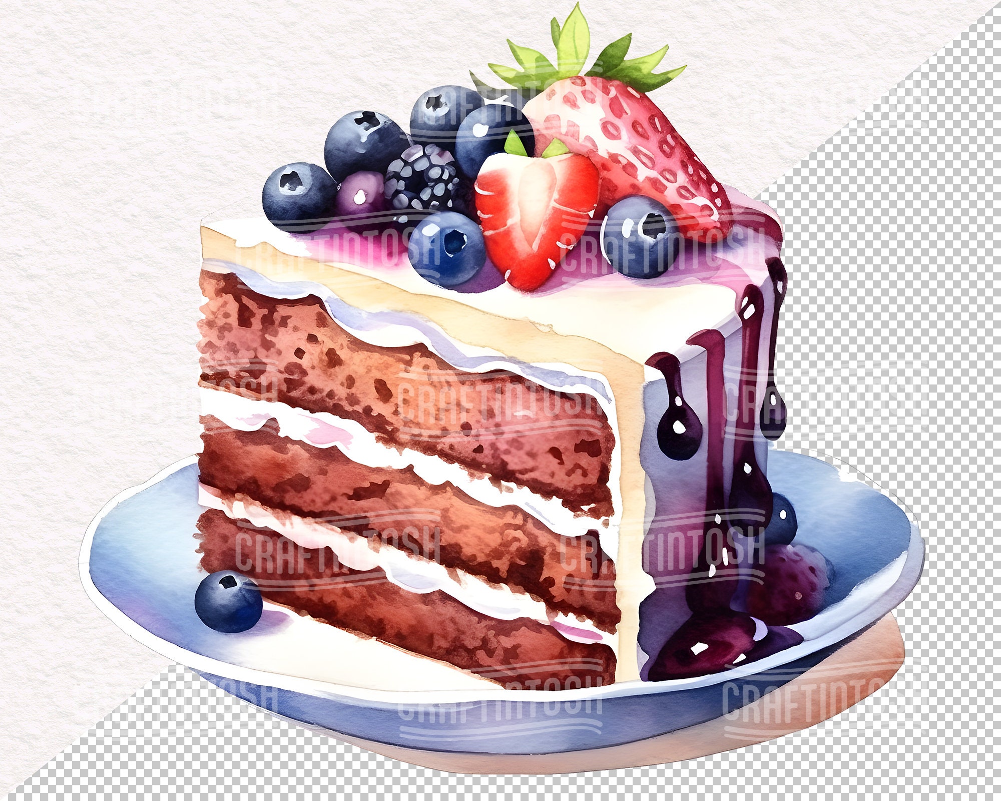 Watercolor Birthday Cake Clipart PNG Set Digital Graphics - Etsy