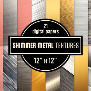 Shimmer Metal Clipart - Brushed Metal Textures, Gold, Rose Gold, Silver, Copper metal digital paper, Metallic backgrounds, backdrop digital