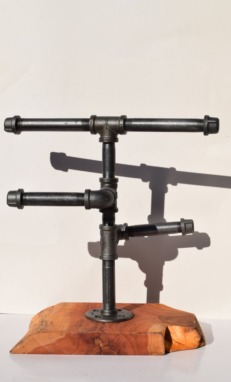 Iron Pipe WatchJewelry Holder on Florida Live Edge CedarWatch storagejewelry storagejewelry treewatch treeindustrial jewelry