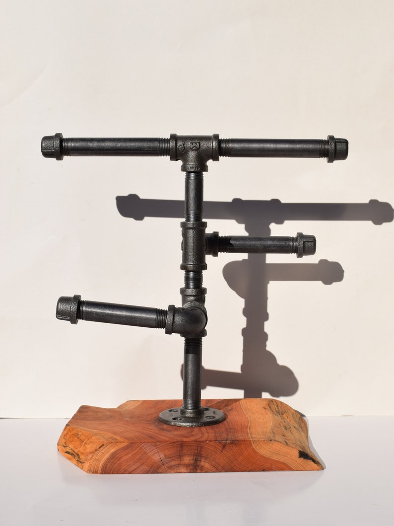 Iron Pipe WatchJewelry Holder on Florida Live Edge CedarWatch storagejewelry storagejewelry treewatch treeindustrial jewelry