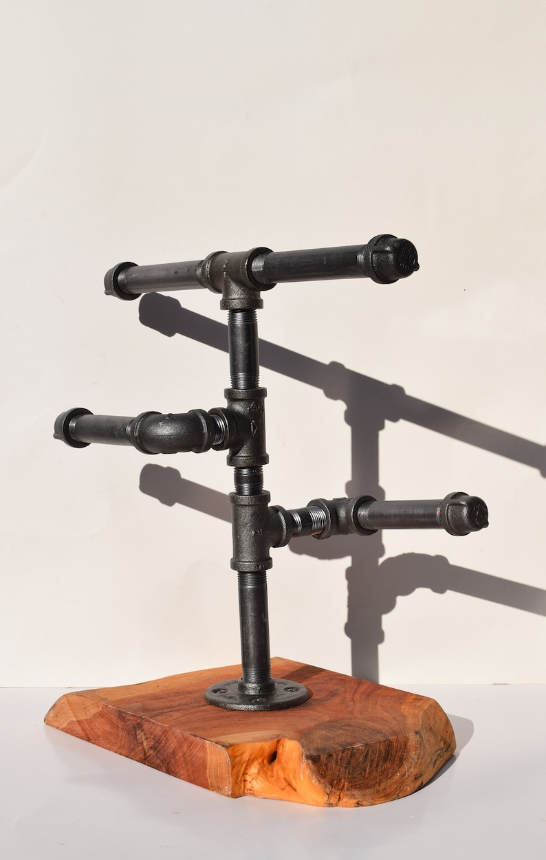 Iron Pipe WatchJewelry Holder on Florida Live Edge CedarWatch storagejewelry storagejewelry treewatch treeindustrial jewelry