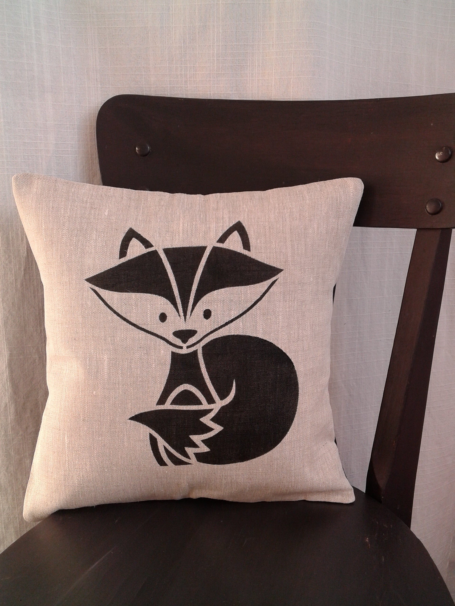 Petit Coussin Décoratif Renard en Lin