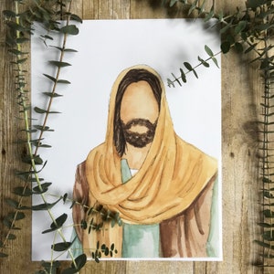 DIGITALES Aquarell Portrait Von Jesus Faceless Portrait Faceless Jesus Religiöse Kunst digitaler Download
