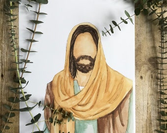 DIGITAL Watercolor Portrait of Jesus Faceless Portrait Faceless Jesus Religious Art Digital Download