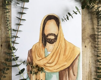 Watercolor Portrait of Jesus Faceless Portrait Faceless Jesus Religious Art