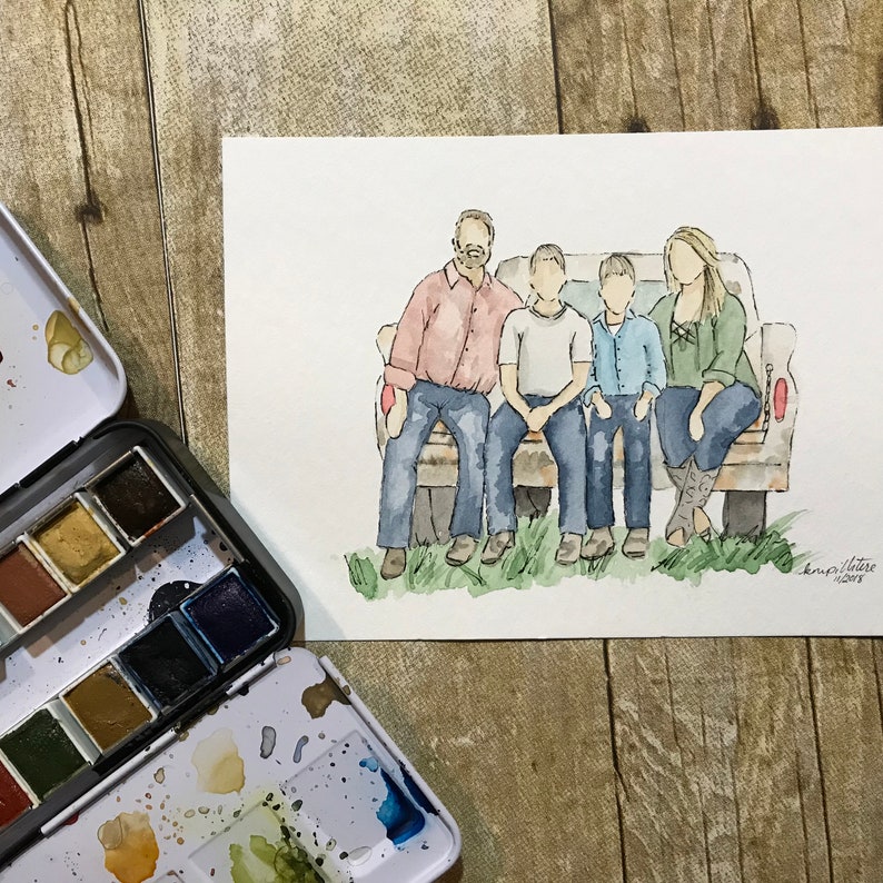 Custom Watercolor Family Portrait Illustration image 7