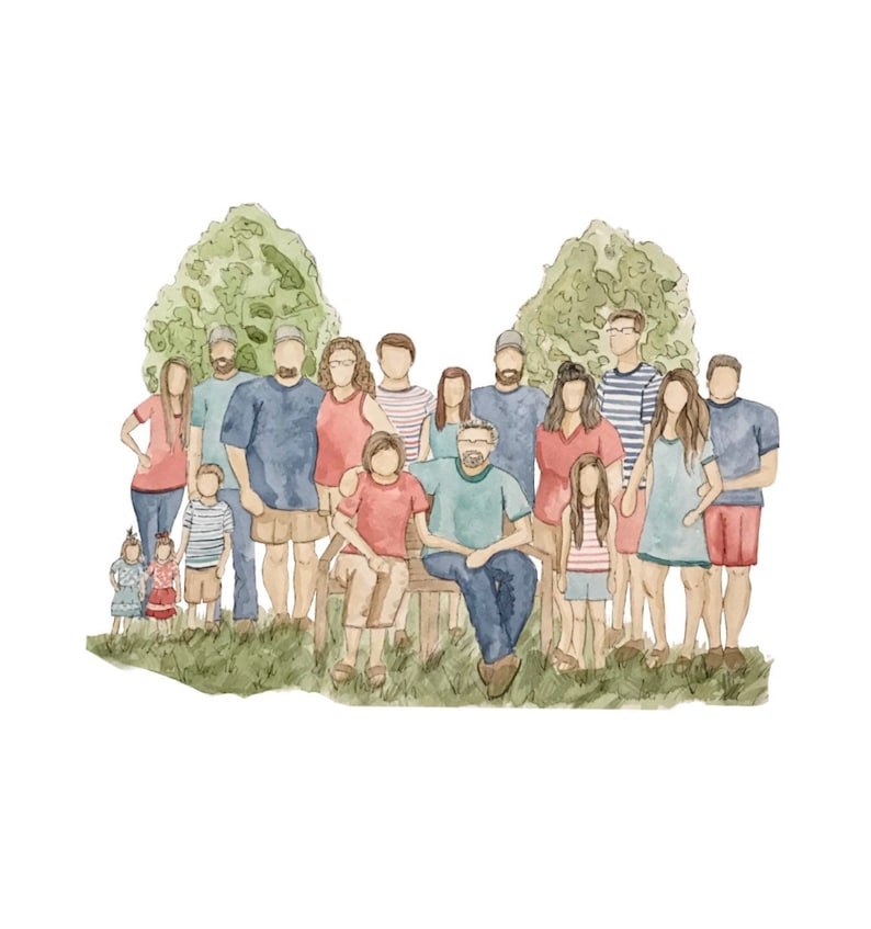 Custom Watercolor Family Portrait Illustration image 3