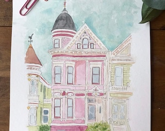 Hand Painted Watercolor House Portrait Custom - Etsy