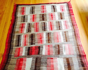 Vintage large Navajo rug, large southwestern weaving, natural wool Navajo rug,