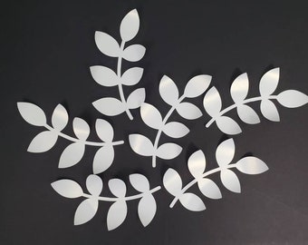 Six  branches paper leaves. White, grey, red, gold, silver, green, or blue paper leaves wall decor nursery. Paper leaves for nursery wall.