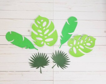 Tropical large paper leaves. Any color- white, grey, red,  green, blue paper leaves wall decor nursery. Paper leaves for party backdrop.