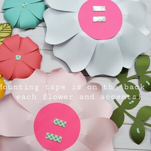 Eight white, coral and teal nursery flowers. 3D large flowers for wall inspired by Floral Field by Cloud Island. Girl's room wall decor. image 5