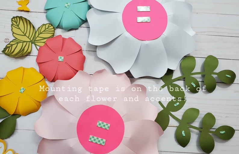 Eight white, coral and teal nursery flowers. 3D large flowers for wall inspired by Floral Field by Cloud Island. Girl's room wall decor. image 5