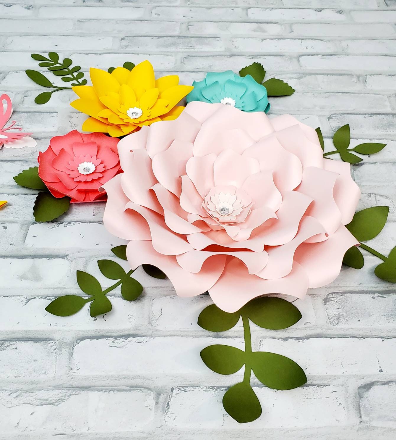 Large Paper Flower Wall Decorations Floral Themed DIY 