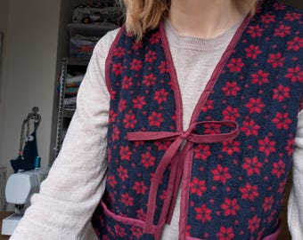 Quilted Vest with Tie Front