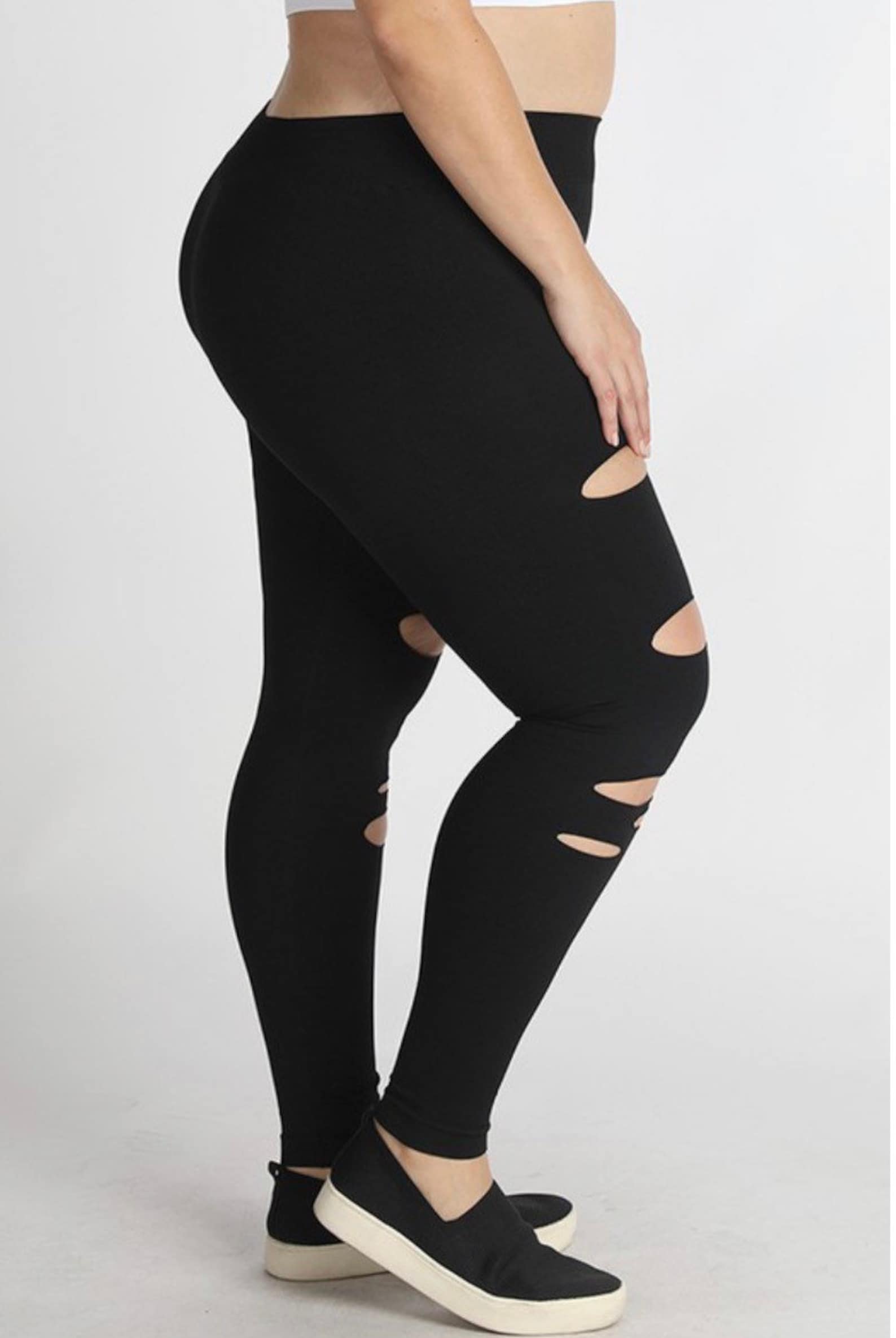 Soft Stretchy Seamless Rip Details Leggings - Etsy