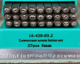 3mm Acorn Font Lowercase Metal Stamp Letter Set - Supply Guy Stamp - SGCH-ACL3MM