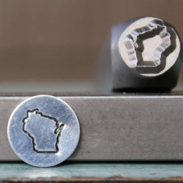 8mm (3/8") Wisconsin State Metal Design Stamp - Supply Guy Stamp - SGCH-WI