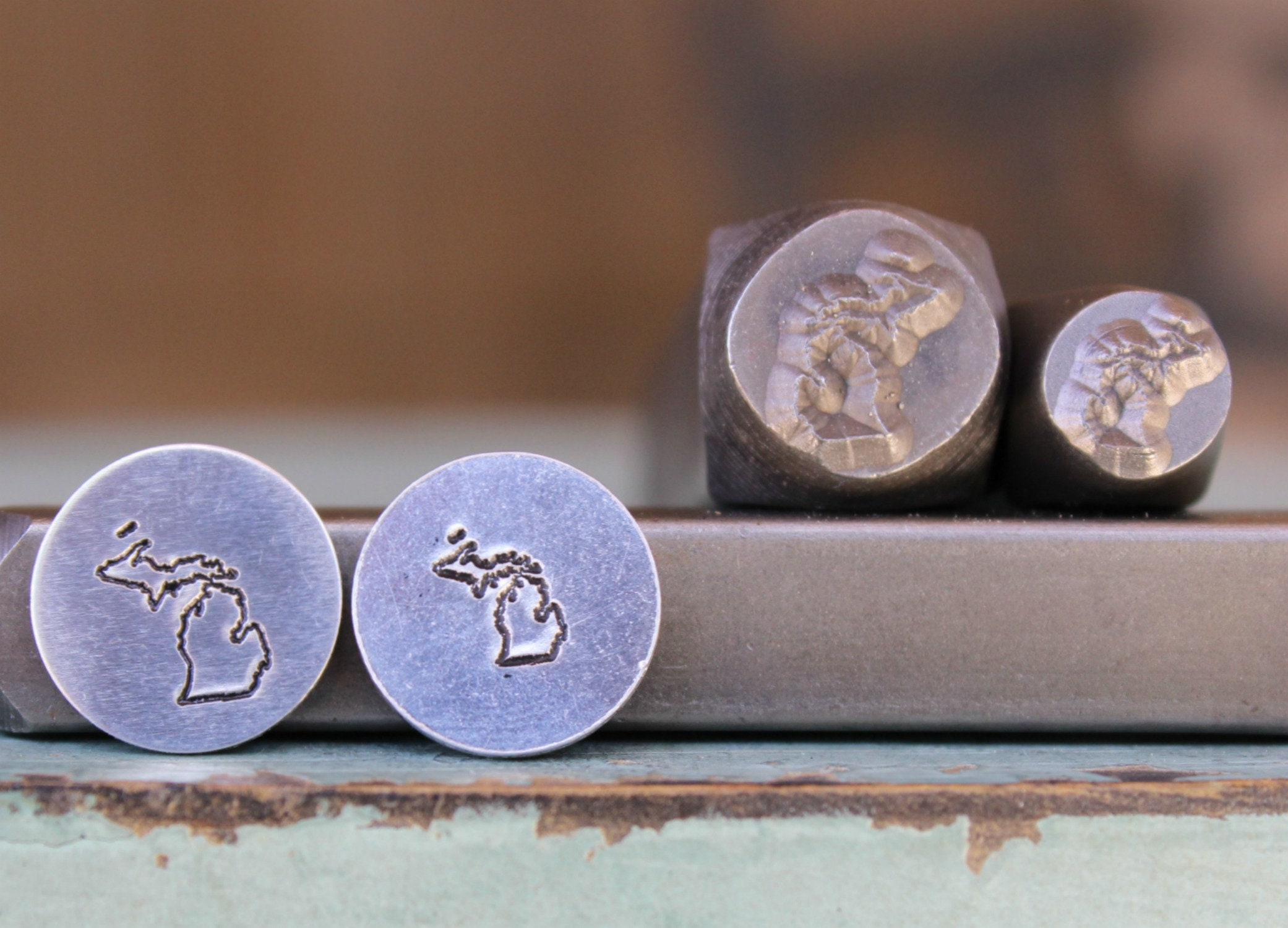8mm (3/8") and 6mm (1/4") Michigan State Metal Design 2 Stamp Set - Supply Guy Stamp - SGCH-MI344