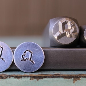 8mm (3/8&quot;) and 6mm (1/4&quot;) Alaska State Metal Design 2 Stamp Set - Supply Guy Stamp - SGCH-AK324