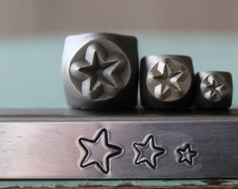 3mm, 5mm and 7mm Rounded Corner Star Metal Design 3 Stamp Set - Supply Guy Stamp - SGCH-3132412