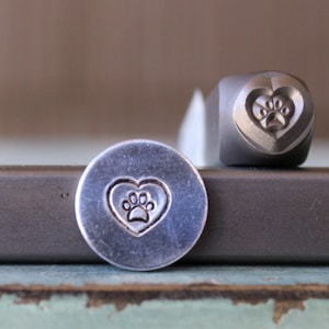 6mm Hund Pfote Herz 2 Metall Design Stempel - Versorgung Kerl Stempel - SGCH-399