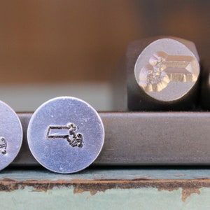 8mm (3/8&quot;) and 6mm (1/4&quot;) Massachusetts State Metal Design 2 Stamp Set - Supply Guy Stamp - SGCH-MA343