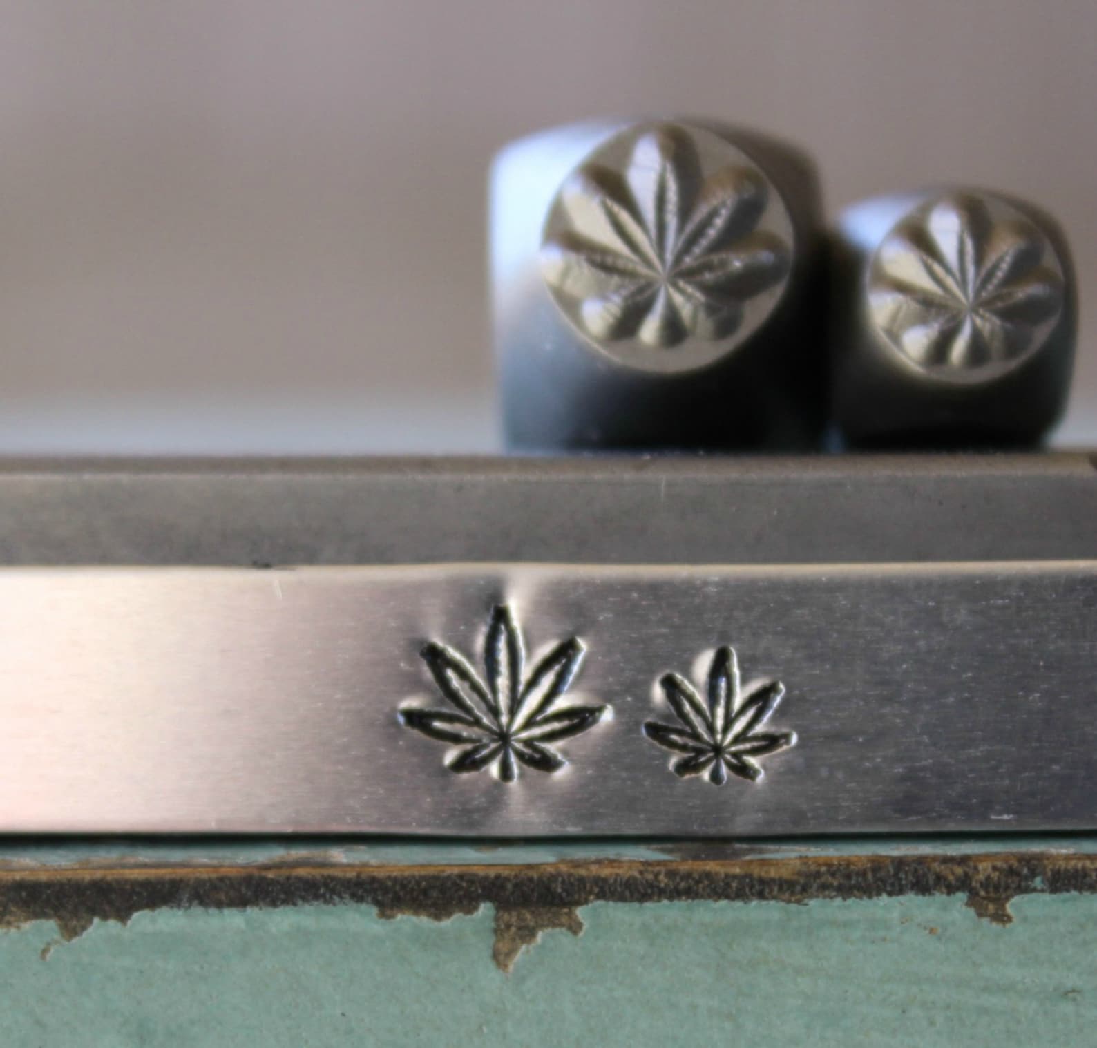 7mm and 5mm Large and Small Hemp Pot Leaf Metal Design 2 Stamp Etsy